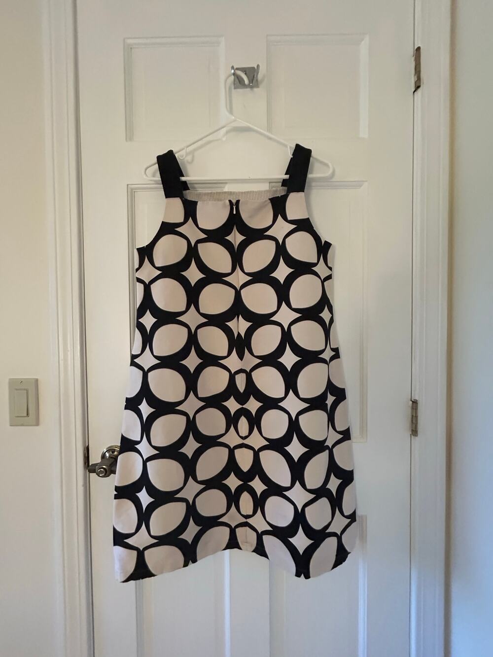 ’S Max Mara Black White Geometric Shift Mini Dress Women’s US 12 IT 46